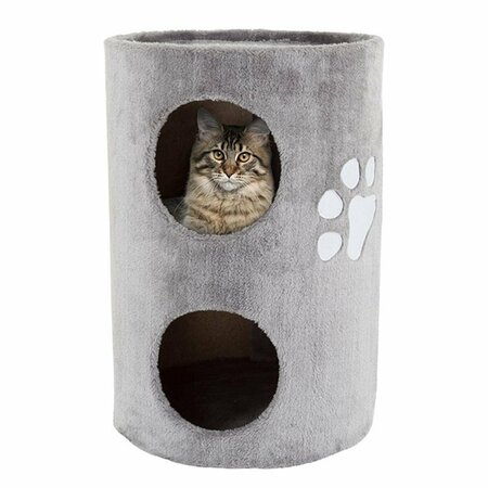 DARETOCARE 14 in. dia. Double Hole 2 Story Cat Condo with Scratching Surface, Gray - 20.5 in. - 11.11 lbs DA3238804